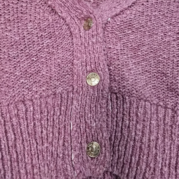 Pilcro Anthropologie Icon Cardigan Pink White Ying Yang Knit Cropped Sweater - Picture 8 of 13